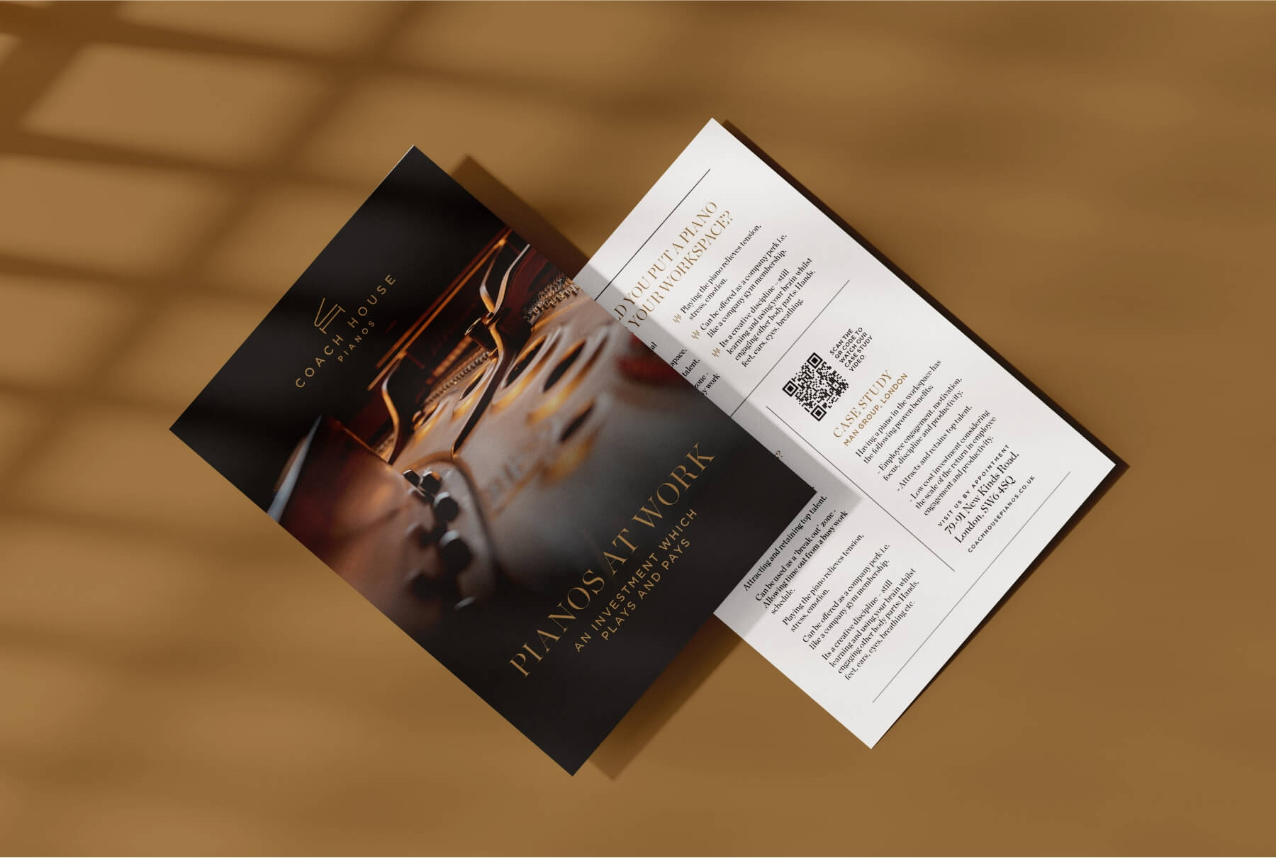 Leaflet designed for Coach House Pianos by Chase Creative