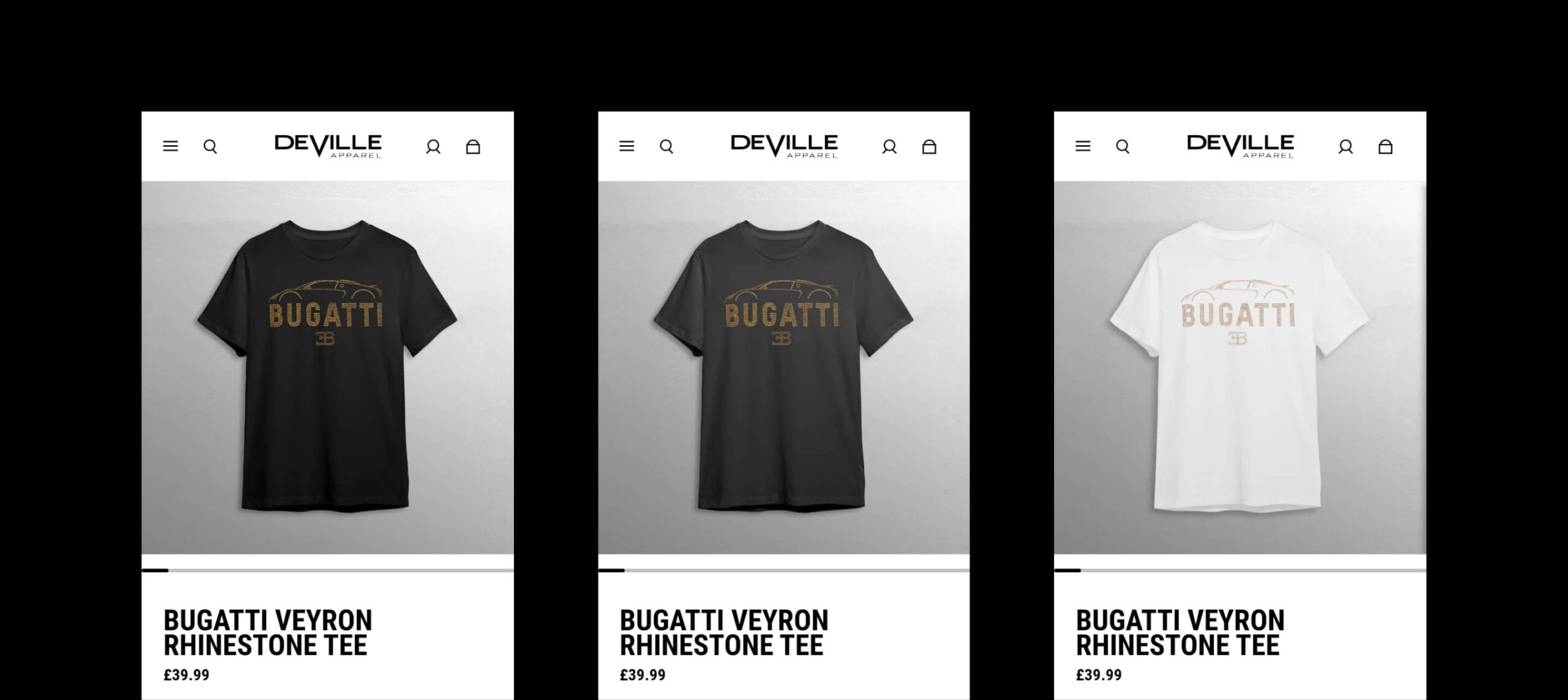 Mobile version of the Deville Apparel website designed by Chase Creative