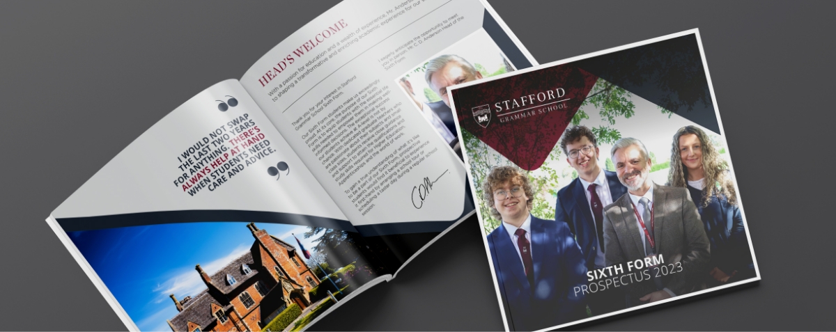 Stafford Grammar prospectus designed by Chase Creative